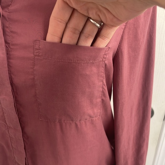 Frank & Oak Dusty Rose Button Down Shirt Long Sleeve Button Cuff Pocket Size S - Picture 5 of 14